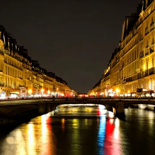 Image similar to award winning photo of paris at night, realistic photo