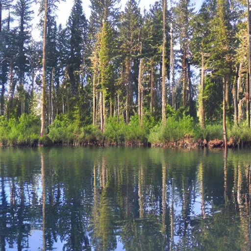 Image similar to photo of the lake in pine forest