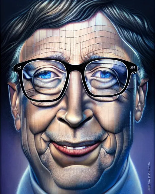 Image similar to detailed portrait of bill gates cheese grater!! by tomasz alen kopera and peter mohrbacher and johanna martine! and margaret keane! coherent luminescent