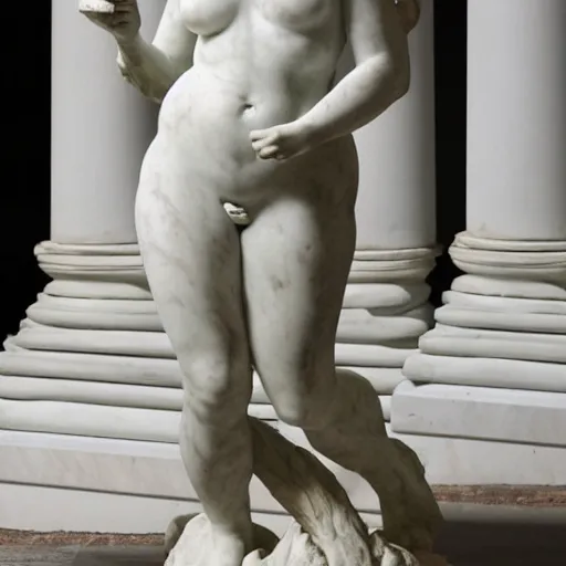 Prompt: sculpture of persephone, goddess of the underworld, full body, made by michelangelo, carrara marble