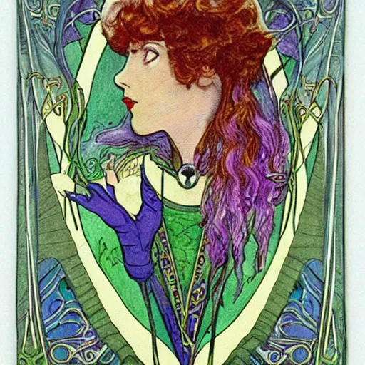 Image similar to ozma of oz, art nouveau, detailed portrait