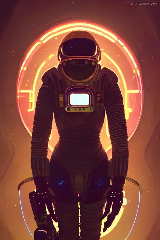 Image similar to portrait armored astronaut girl, control spaceship at command room, ssci-fi, neon light, galaxy light effect and fantasy, intricate and very very beautiful and elegant, highly detailed, digital painting, artstation, concept art, smooth and sharp focus, illustration, art by tian zi and WLOP and alphonse mucha