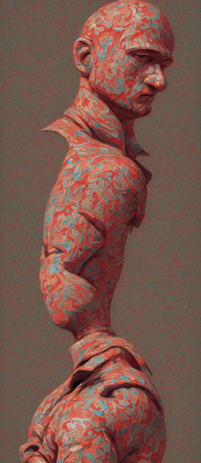 Image similar to man by james jean, high quality masterpiece painted, detailed patterned background, 4 k, trending on artstation, octane render,