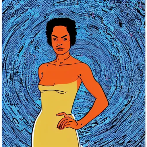 Image similar to “ tessa thompson retro minimalist portrait by jean giraud, moebius starwatcher comic, sharp, smooth face, 8 k ”