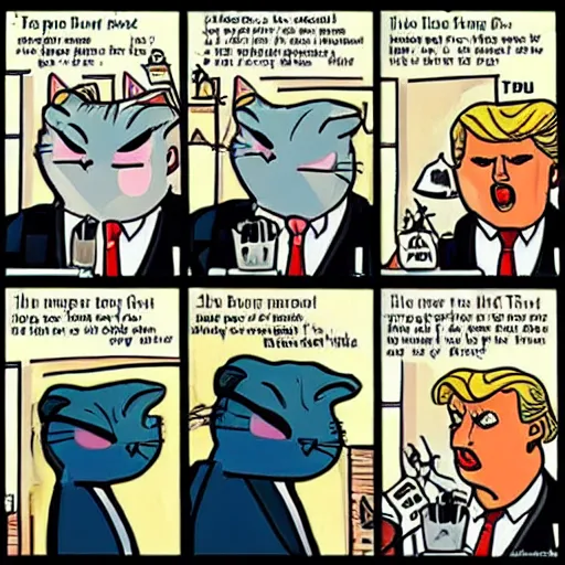 Prompt: donald trump as a cat in the comic maus by art spiegelman