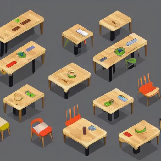 Prompt: isometric cartoon of funky recreational cannabis cafe area, coffee machine, aluminum sheen, wooden furniture, people drinking coffee and smoking cannabis, only 2 tables chairs, 4 cannabis pots, by benoit mandelbrot, low poly cute minimal interior design concept art illustrated by anni albers