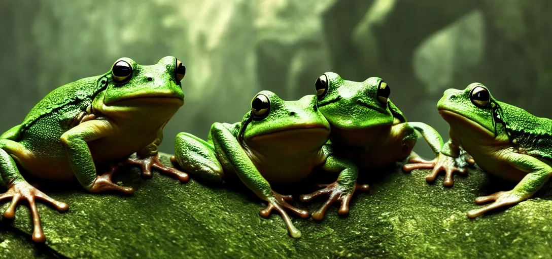 Image similar to lord of the rings with frogs, cinematic still, action shot, 8 k hdr