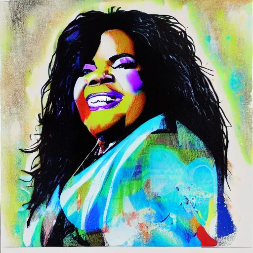 Image similar to a mixed media painting of Gloria gaynor