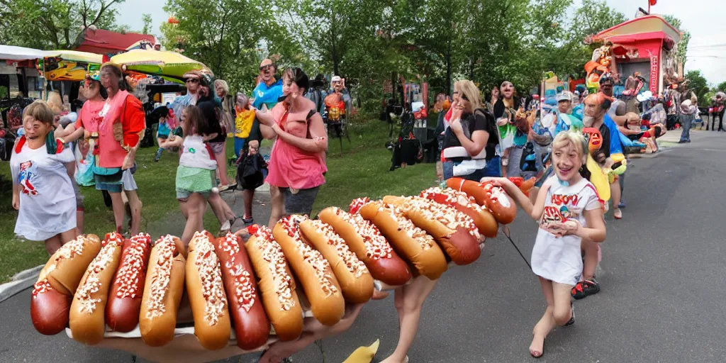 Prompt: the hotdog parade