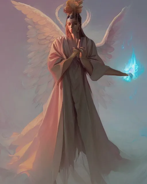 Prompt: character portrait of an angel wearing robes, by peter mohrbacher, mark brooks, jim burns, marina abramovic, wadim kashin, greg rutkowski, trending on artstation