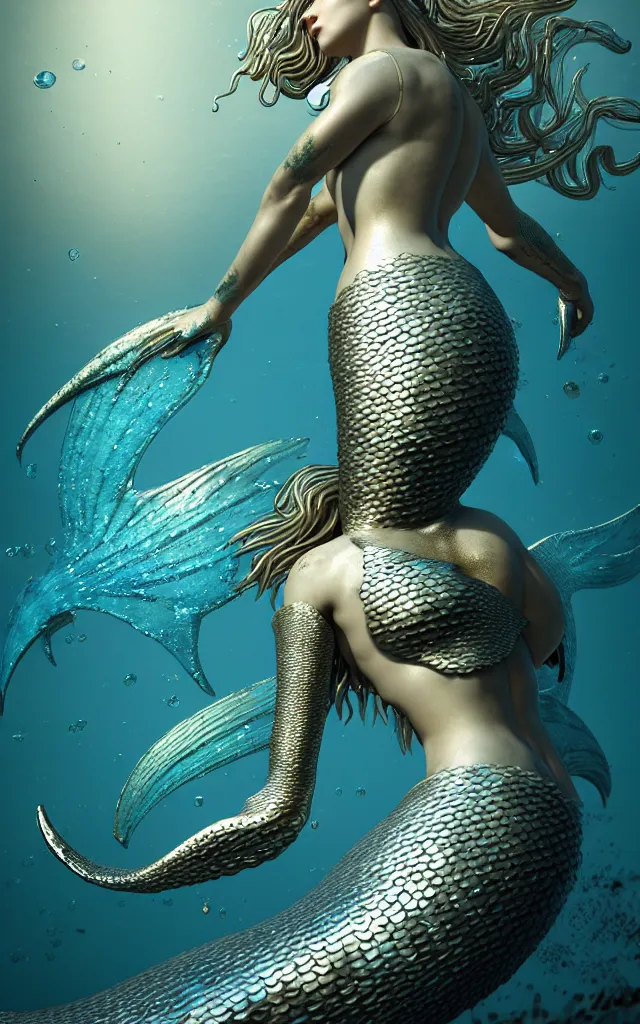 Prompt: mermaid in armor, by akihito yoshida, artstation, by asaf hanuka, by diego rivera, by hieronymus bosch, octane render, by wlop, refractive, ray tracing reflections, diffraction grading, insanely detailed and intricate, hypermaximalist, elegant, ornate, 8 k, hyper realistic, super detailed, head above water