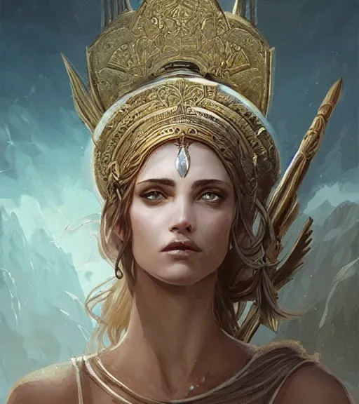 Prompt: aphrodite goddess wearing an arrow on her head, beautiful face, digital illustration, in the style of greg rutkowski, fantasy, amazing detail, epic, intricate, elegant, smooth, sharp focus