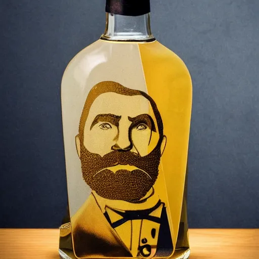 Image similar to a perfect photograph of captain haddock made from a bottle of whisky