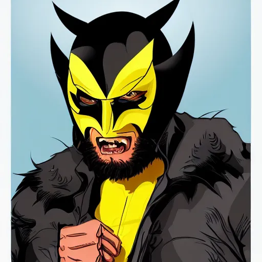 Prompt: Tom Hardy as wolverine with yellow mask Digital art 4K quality