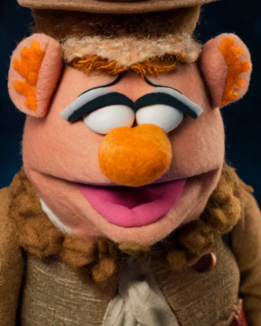 Image similar to dutch van der linde as a muppet. highly detailed felt. hyper real photo. 4 k.