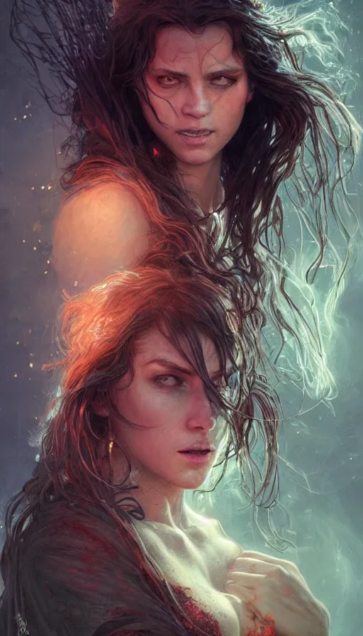 Image similar to door, furious gorgeous woman, face covered in dirt, lord of the rings ,neon, fibonacci, sweaty, dynamic action pose, insane, intricate, highly detailed, digital painting, artstation, concept art, smooth, sharp focus, illustration, Unreal Engine 5, 8K, art by artgerm and greg rutkowski and alphonse mucha