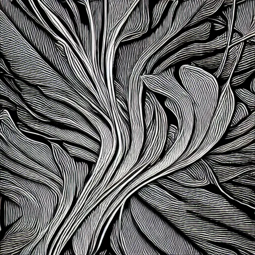 Image similar to abstract plant design digital artwork monochromatic black and white