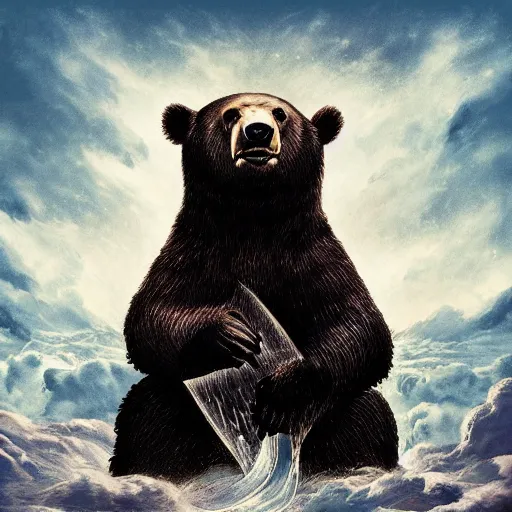 Prompt: bear album art, cover art, poster, dramatic, epic