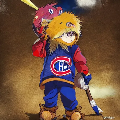 Image similar to anime Portrait of Youppi the Habs Montreal Canadiens Mascot as a very cute powerful and friendly pokemon, highly detailed anime, high evolution, 1990s, legendary, smooth, sharp focus, dynamic lighting, intricate, trending on ArtStation, illustration pokemon, art by WLOP