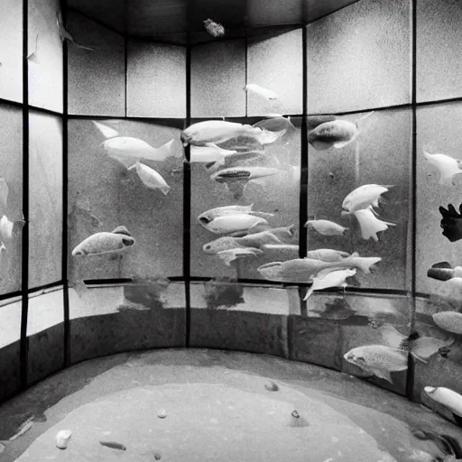 Image similar to aquarium, interior in the brutalist style