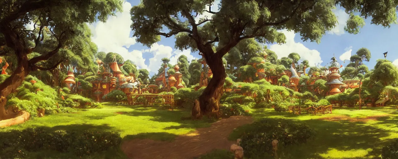 Image similar to ghibli disney illustrated background of a farm by eugene von guerard, ivan shishkin, john singer sargent, 4 k