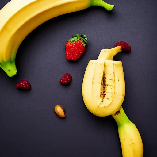 Image similar to A banana shaped bong, food photography