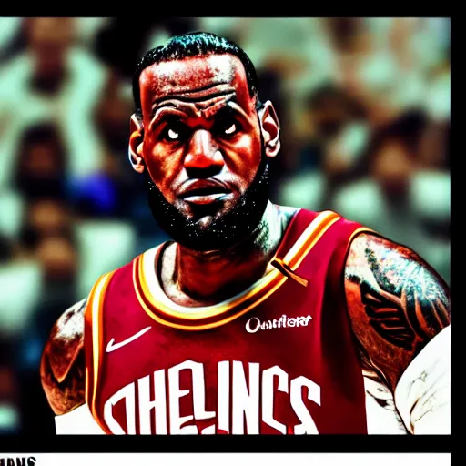 Image similar to lebron james in stranger things, film grain, wide shot, photorealism