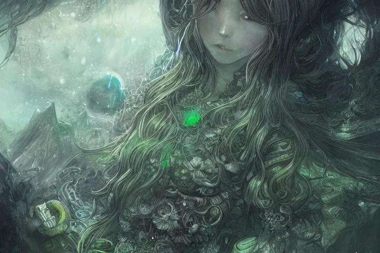 Image similar to green fairy land, beautiful, mesmerizing, concept art, highly detailed, smooth, fantastical, cinematic, artstation, inspired by monstress, sana takeda