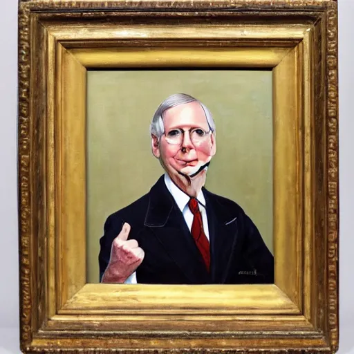 Image similar to historic portrait of mitch mcconnell, half man, half turtle, martha greta kempton, frank o salisbury, granville chandor, thomas edgar stevens, oil painting