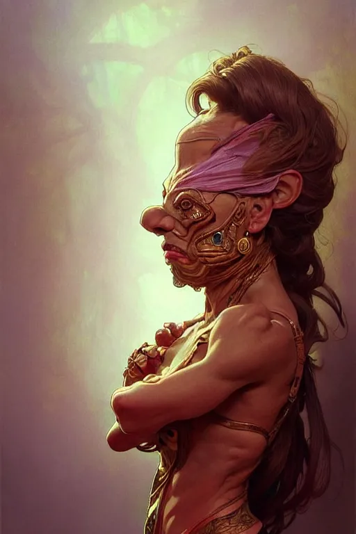 Image similar to portrait of the ugliest woman in the world, looking at camera, intricate, elegant, stylish, fantasy, extremely detailed, digital painting, artstation, concept art, smooth, sharp focus, illustration, stunning lighting, art by artgerm and greg rutkowski and alphonse mucha and simon stalenhag