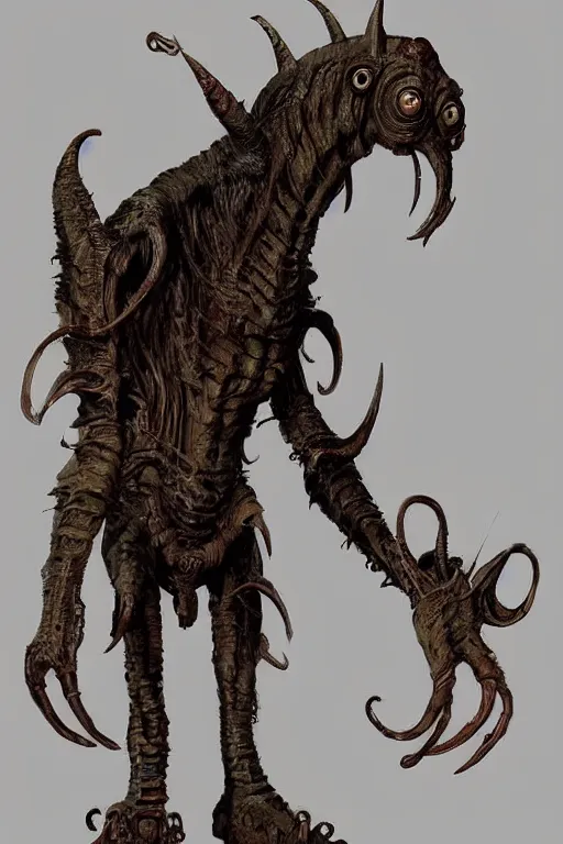 Prompt: creature concept art, weta studios, Guillermo Del Toro, pans labyrinth, Hellboy