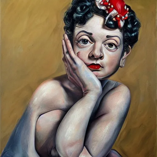 Image similar to high quality high detail painting by lucian freud, hd, betty boop portrait, photorealistic lighting