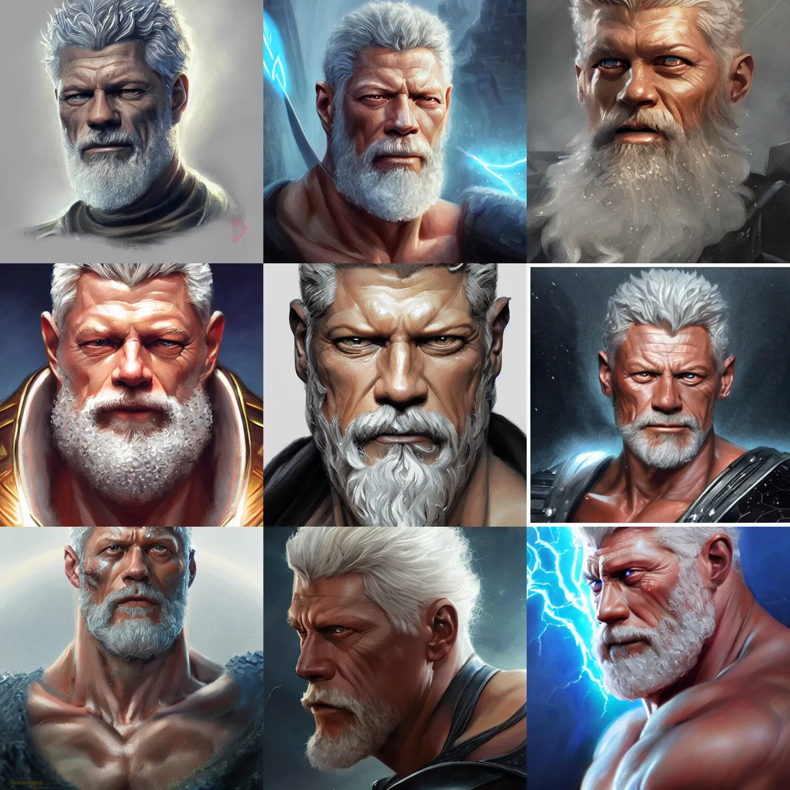 Prompt: zeus, stephen lang, lightning, D&D, fantasy, portrait, highly detailed, digital painting, trending on artstation, concept art, sharp focus, illustration, art by artgerm and greg rutkowski and magali villeneuve