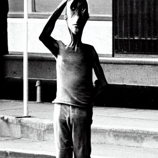 Image similar to conehead dobby 1980s street performer