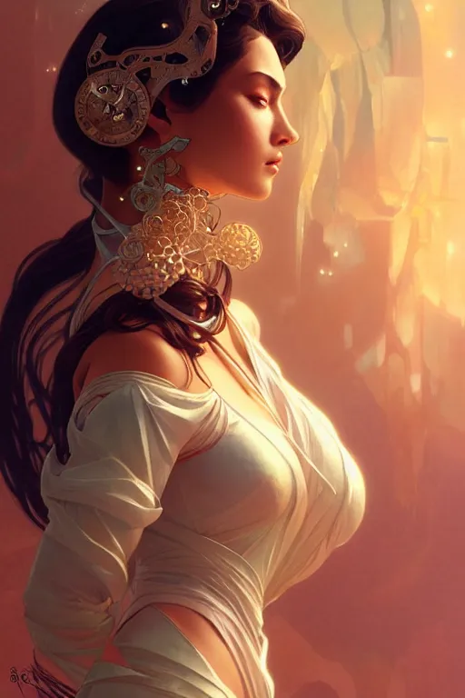 Image similar to Pandora woman, intricate, elegant, highly detailed, digital painting, artstation, concept art, smooth, sharp focus, illustration, art by artgerm and greg rutkowski and alphonse mucha, 8k