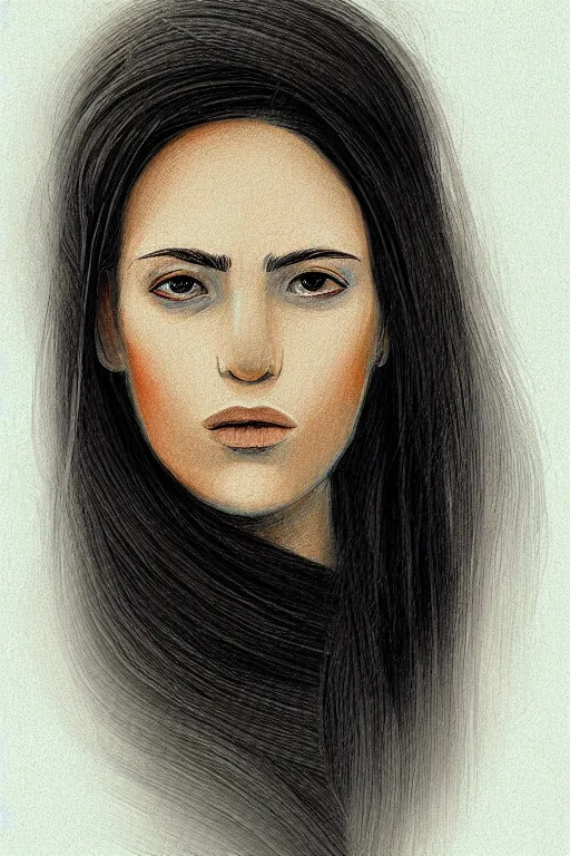 Prompt: portrait woman by Enko Bilal