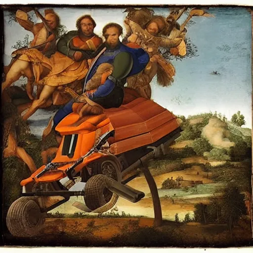 Prompt: a guy on an all-terrain vehicle, renaissance composition