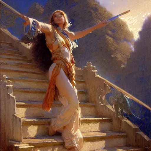 Image similar to stairway to heaven. highly detailed painting by gaston bussiere, craig mullins, j. c. leyendecker 8 k