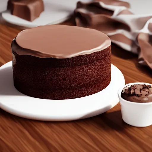 Image similar to chocolate cake shape like bunny, octane render, tasty, 8 k,