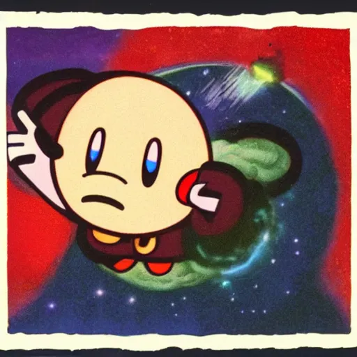 Image similar to photograph of kirby inhaling the universe