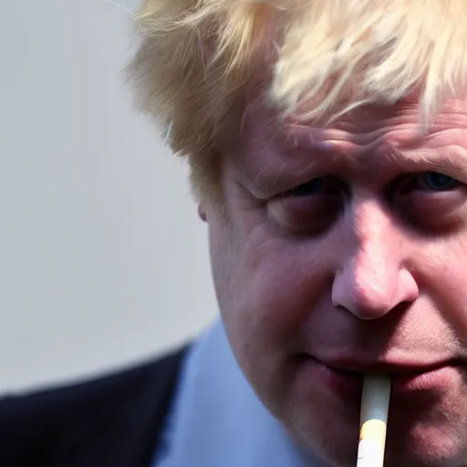 Image similar to medium shot photo of Boris Johnson smoking weed, 4k, ultra HD