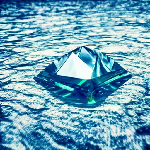 Image similar to Close shot of an otherworldly crystal lying in water from a river