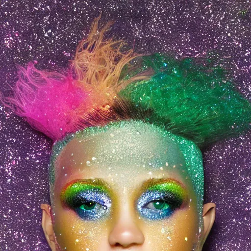 Image similar to human with skin of texture of glitter inside cyhhhhjhhh, lsd
