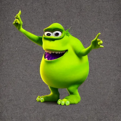 Image similar to ambivalent mike wazowski shrek fusion