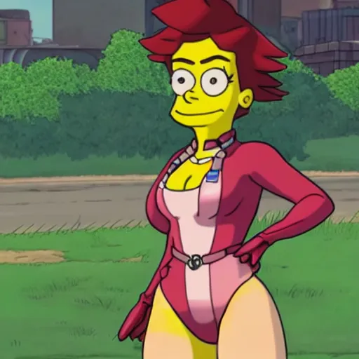 Prompt: pyra from xenoblade chronicles 2 in the simpsons