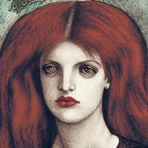 Image similar to the blood-dimmed tide is loosed and everywhere the ceremony of innocence is drowned, painted by Dante Gabriel Rossetti