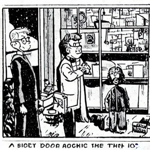 Prompt: a still of harry potter in the comic tintin, herge, belgian comics