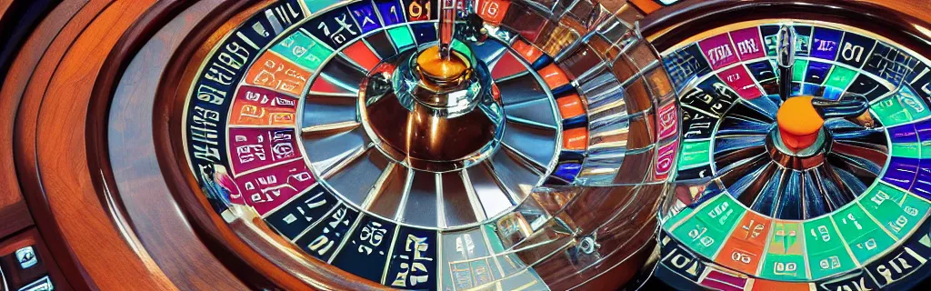 Prompt: retro revolution casino wheel seen from top