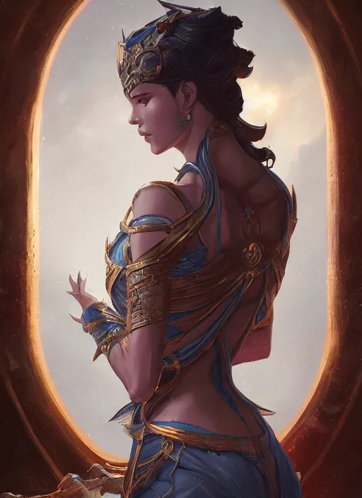 Image similar to percian empress, art by artgerm and greg rutkowski and magali villeneuve, d & d, fantasy, highly detailed, portrait, digital painting, trending on artstation, concept art, sharp focus, illustration