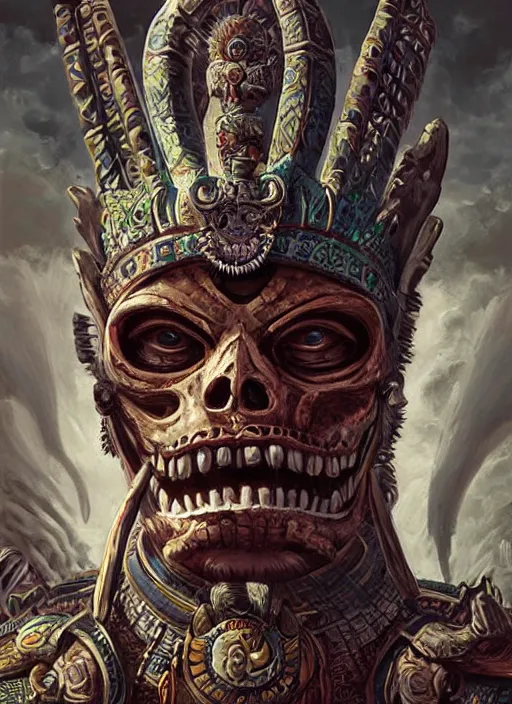 Prompt: digital _ painting _ of _ ah puch mayan god of death _ by _ filipe _ pagliuso _ and _ justin _ gerard _ symmetric _ fantasy _ highly _ detailed _ realistic _ intricate _ port